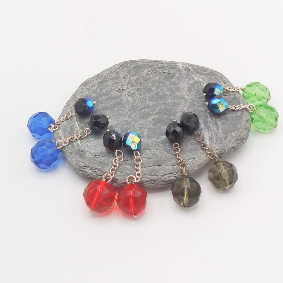 Men's Crystal Cufflinks, Men's Beaded Cufflinks, Colour Choice