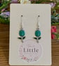 Turquoise Tulip Dangle Earrings, Enamel Floral Charms, Handmade Jewellery
