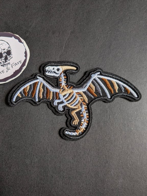 Pterodactyl skeleton - Embroidered Iron on Patch