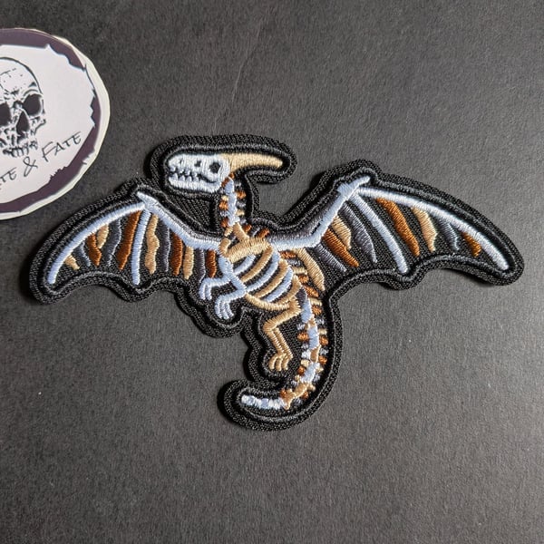 Pterodactyl skeleton - Embroidered Iron on Patch