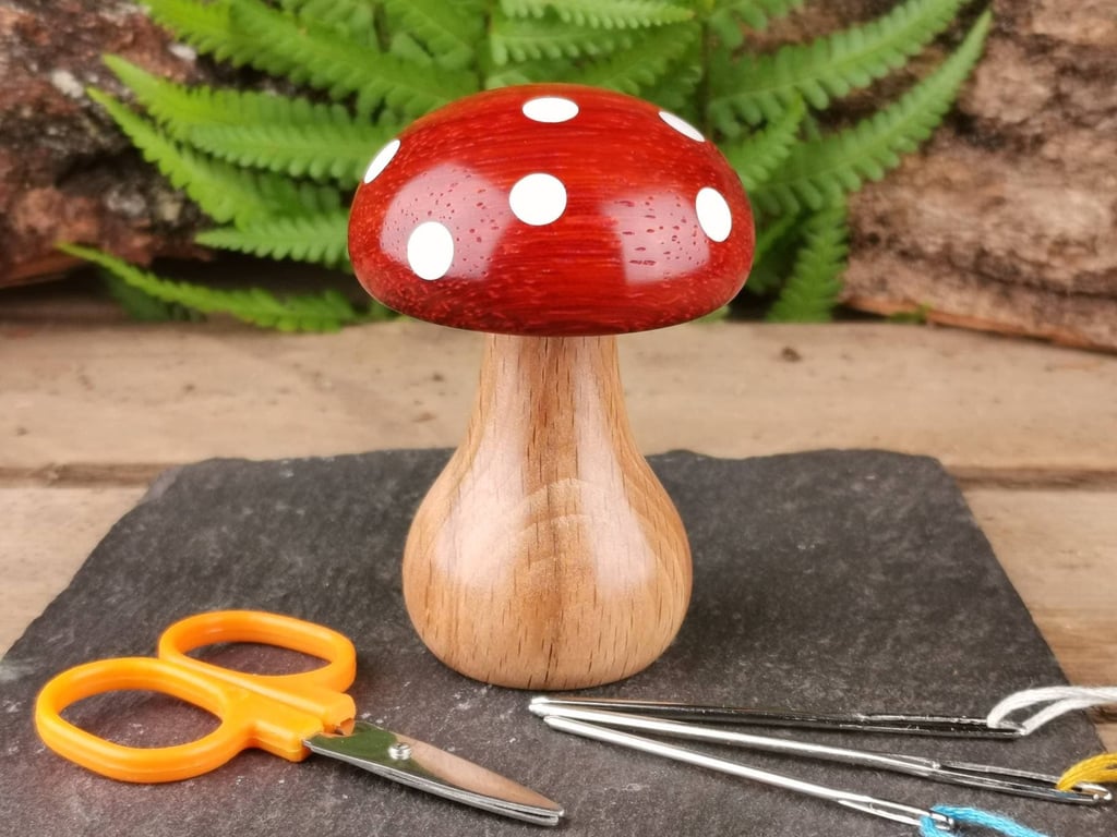Small wooden darning mushroom, hand crafted in the UK