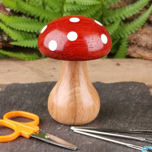 Small wooden darning mushroom, hand crafted in the UK