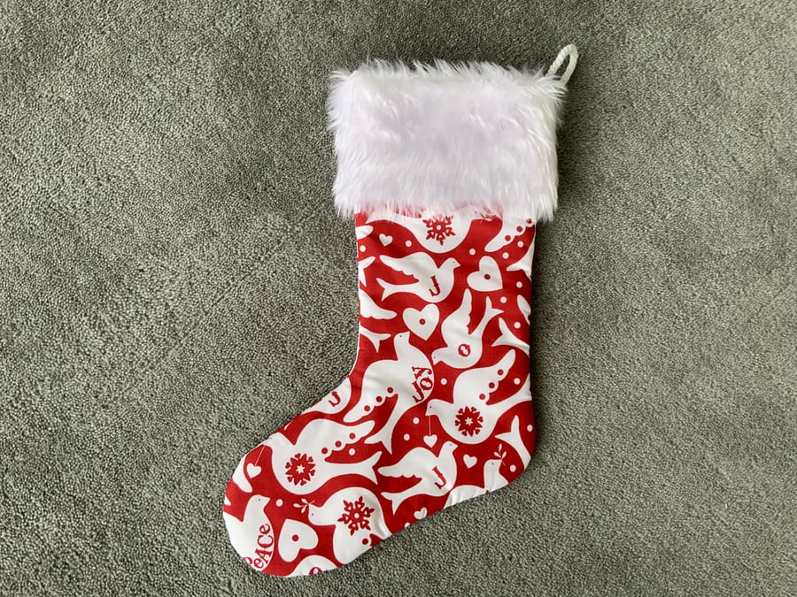 Fabric Christmas Stocking, Lined, Christmas Decoration, Stocking