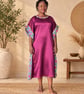 Handmade Plum Silk Kaftan with Ankara Trim – UK Size 14 - Image 3