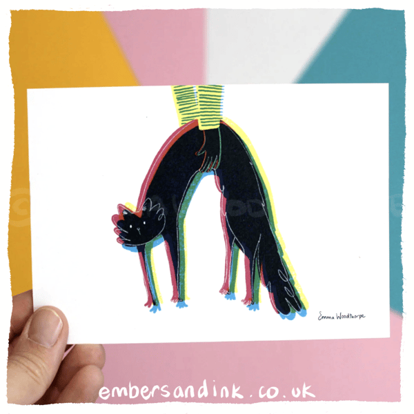 CMYK Pick-Up Cat Postcard
