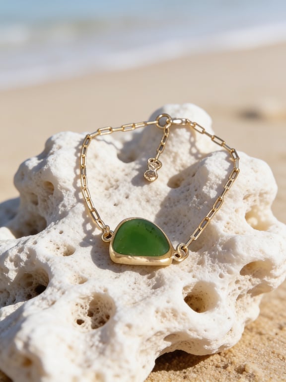 Golden Tide Sea Glass Bracelet