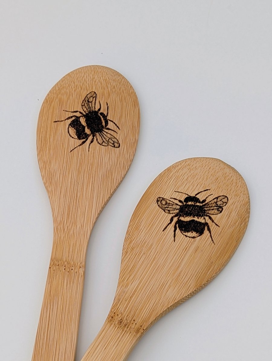 Bees, wooden spoons, kitchen gift, stocking filler gift for a baker