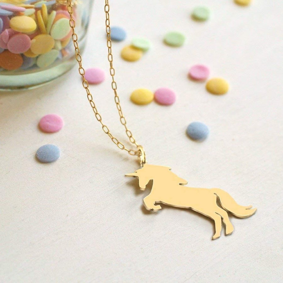 Personalised Gold Unicorn Necklace, Unicorn Necklace, gift for unicorn lovers