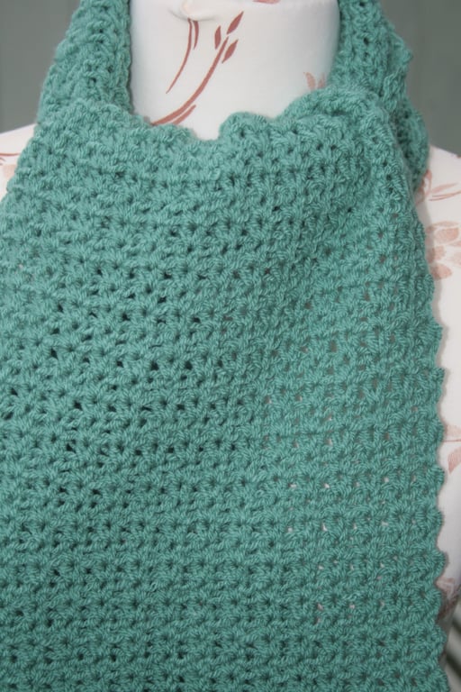 Pretty Eucalyptus Shade - Crocheted Scarf