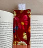 Floral Butterfly Fabric Quilted Bookmark - Red & Orange, Exposed Stitching - Image 4