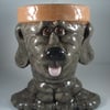 Ceramic Hand Painted Brown Dog Garden Home Flower Herb Plant Pot Container.