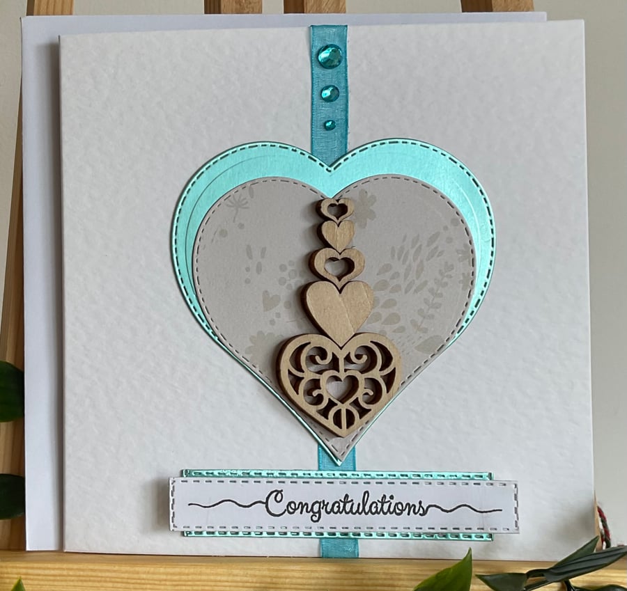 Card. A congratulations card suitable for a wedding, anniversary or birthday.