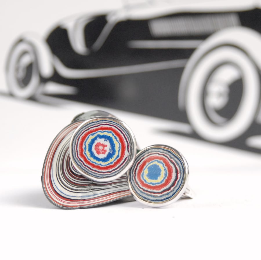 Bright Dodge fordite cufflinks