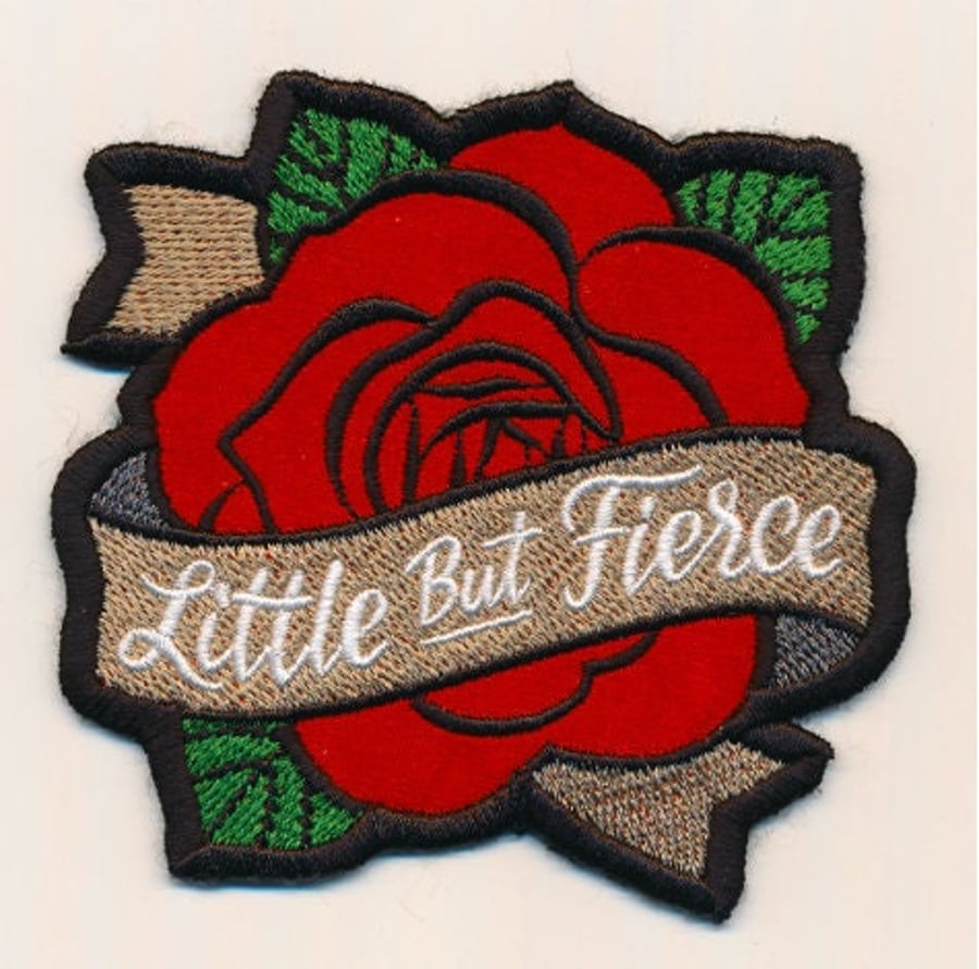 Little But Fierce embroidered patch for jackets, sweatshirts bags & more