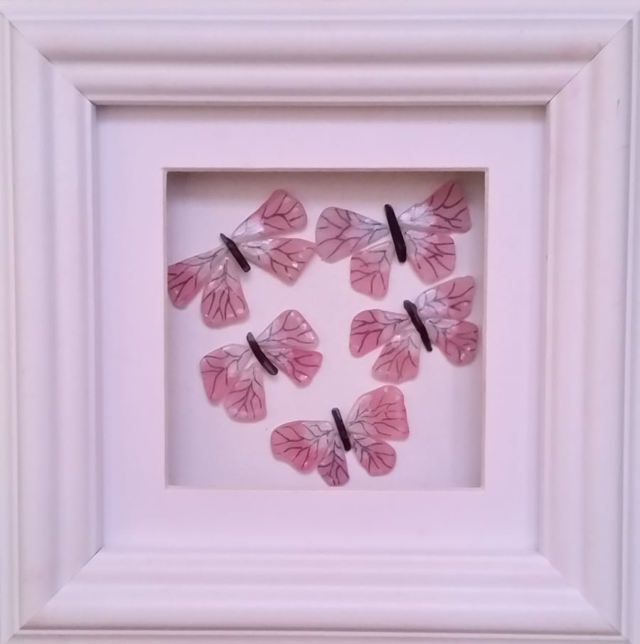 Sea Glass Butterflies, Pink Butterflies, Sea Glass Art, Coastal Wall Art, 