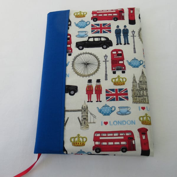 London Scene Notebook,Journal Cover, Handmade from QualityCotton Fabric