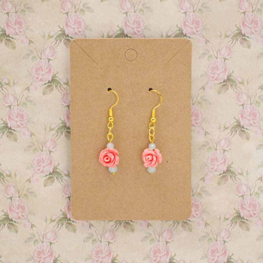 Vintage Style Gold Plated Rose Earrings