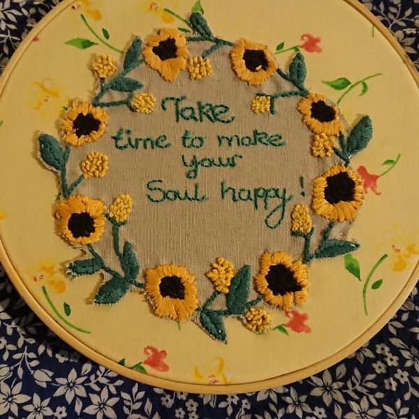 Sunflowers Embroidery, Wall Decoration, Cottagecore 