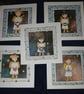 Quirky art set of 5 beautiful handmade Christmas cute quirky angels cards 