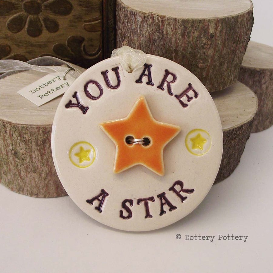 Pottery Decoration with star button You Are A Star