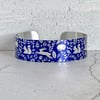 Woodland animals cuff bracelet, blue & brushed silver hares, hedgehogs . B380