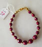 Dark Red Faceted beads Beaded Bracelet with Gold Accents - Summer Seconds