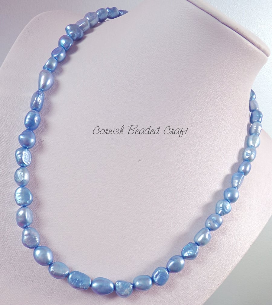 SALE -  Pearl & Silver Clasp Necklace.-Handmade in Cornwall.