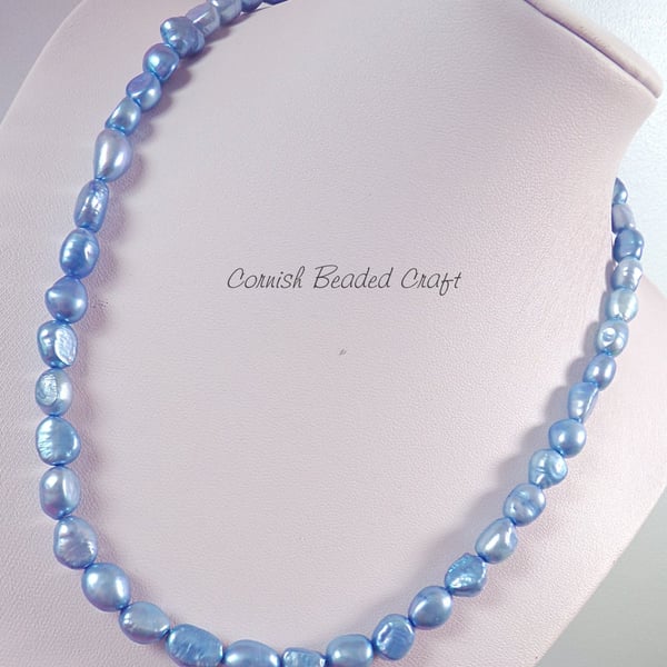 SALE -  Pearl & Silver Clasp Necklace.-Handmade in Cornwall.
