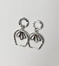 Tulip Sterling Silver Earrings on Hammered Circle Studs - Image 1