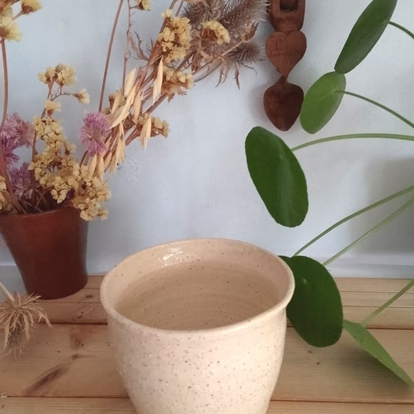 ceramic, ivory white,  plant pot holder, pottery white textured planter