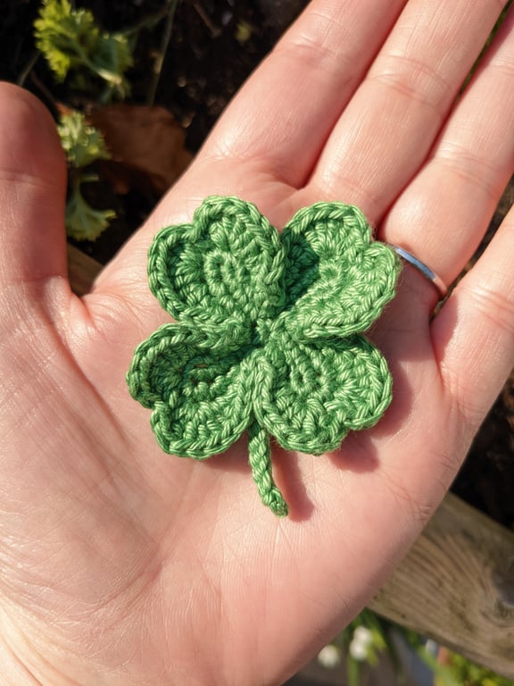 Crochet Shamrock, 4 Leaf Clover St Patrick's Day Good Luck