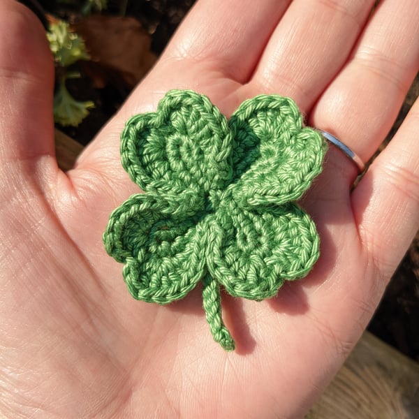 Crochet Shamrock, 4 Leaf Clover St Patrick's Day Good Luck