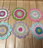 Crochet flower cotton coasters