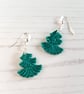 Delicate green glitter Christmas tree earrings - Image 2