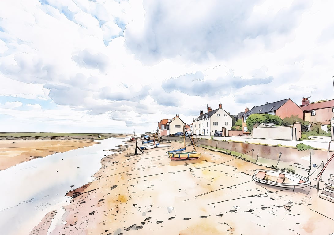 Wells-Next-The-Sea Greeting Card A5 Boats and Houses 