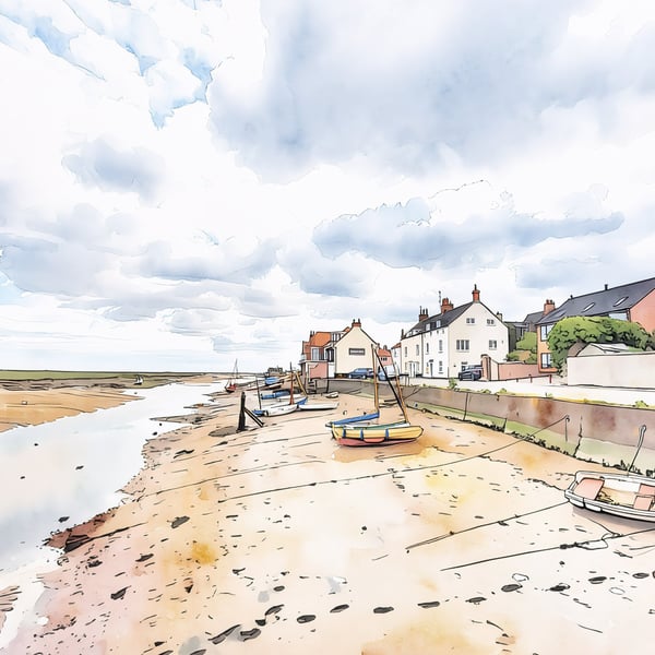 Wells-Next-The-Sea Greeting Card A5 Boats and Houses 
