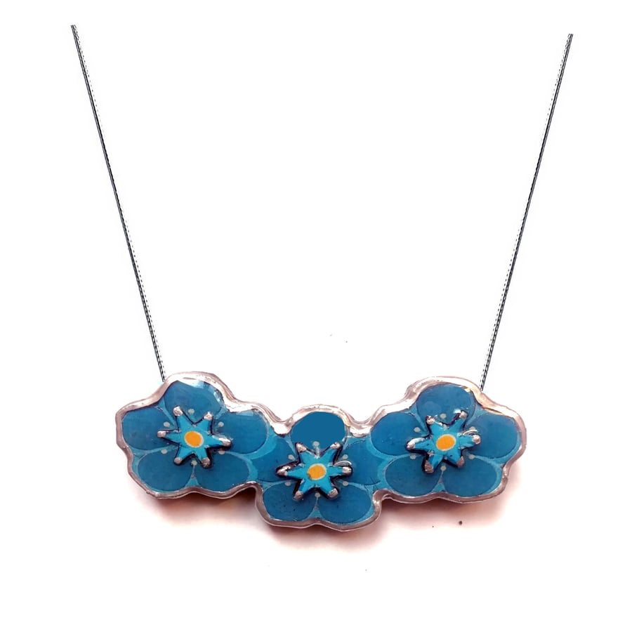 Garland of Forget Me Knot Flowers Blue Flower Power Necklace by EllyMental