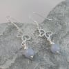 Sterling Silver Butterfly Earrings With Angelite Semi Precious Gemstones