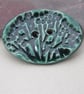 Large Emerald Green Oval Seedhead Handmade Ceramic Button