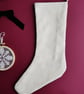 Medium Christmas Stocking with Horizontal Dash Pattern in Ivory. - Image 2