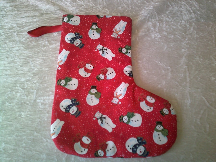 Snowman with Hats and Scarves Christmas Stocking