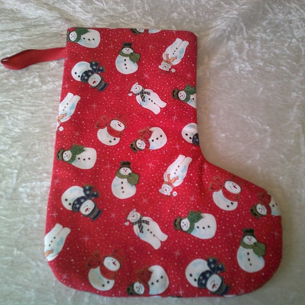 Snowman with Hats and Scarves Christmas Stocking