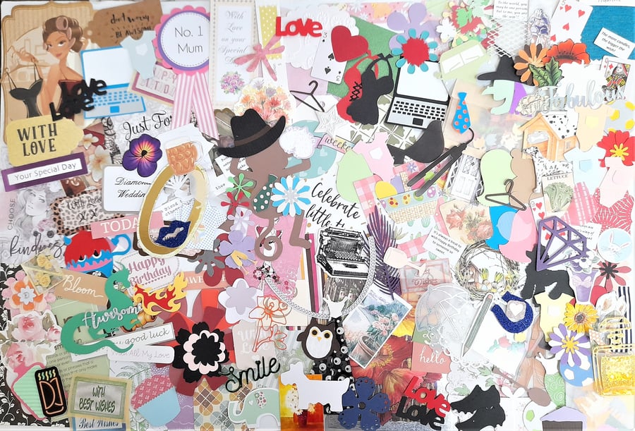 200 mixed ephemera and die cuts card making collage bumper box