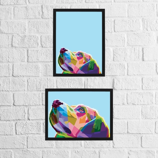 Dog beagle geometric rainbow print