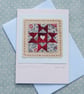 Christmas Patchwork, miniature hand-stitched textile on card, with tiny heart  - Image 4