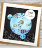 Dad Greetings Card - Birthday, fathers day, 3D, blank inside, fish, bubbles - Image 1