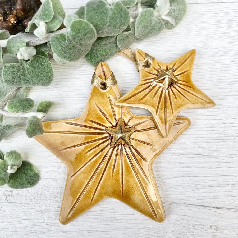 Duo ceramic star decoration