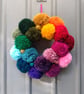 Wool Pompom Wreath, Rainbow Colours, Eclectic Bohemian Interiors, Maximalism - Image 1