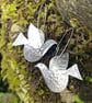 Big silver scandi style dove earrings