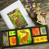Triptych hare artwork and handmade card
